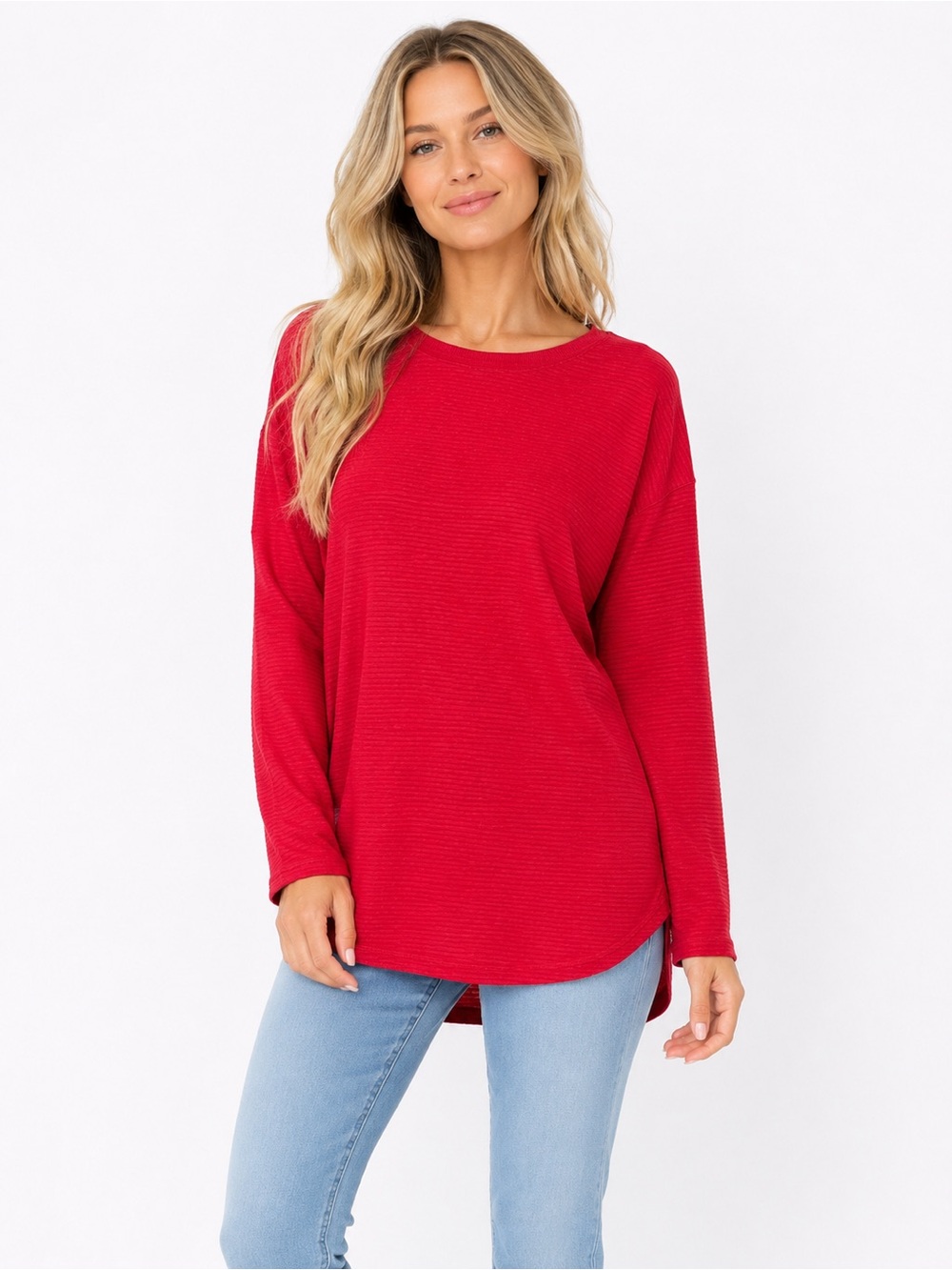 Calia Size L/XL Women's Red Long Sleeve Crewneck Athletic Top‎